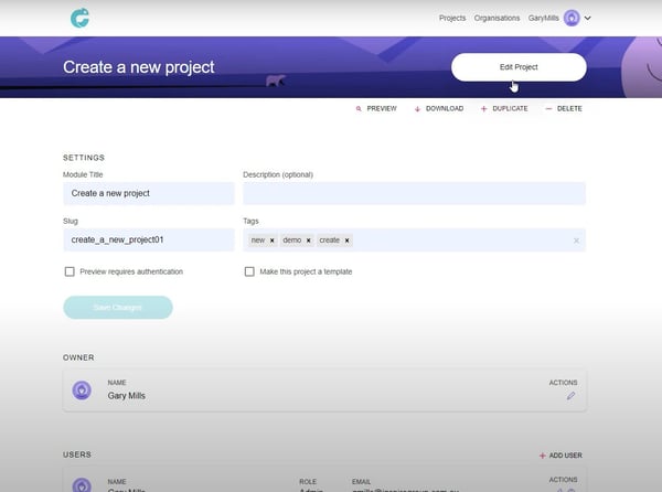 Edit eLearning project in Chameleon Creator