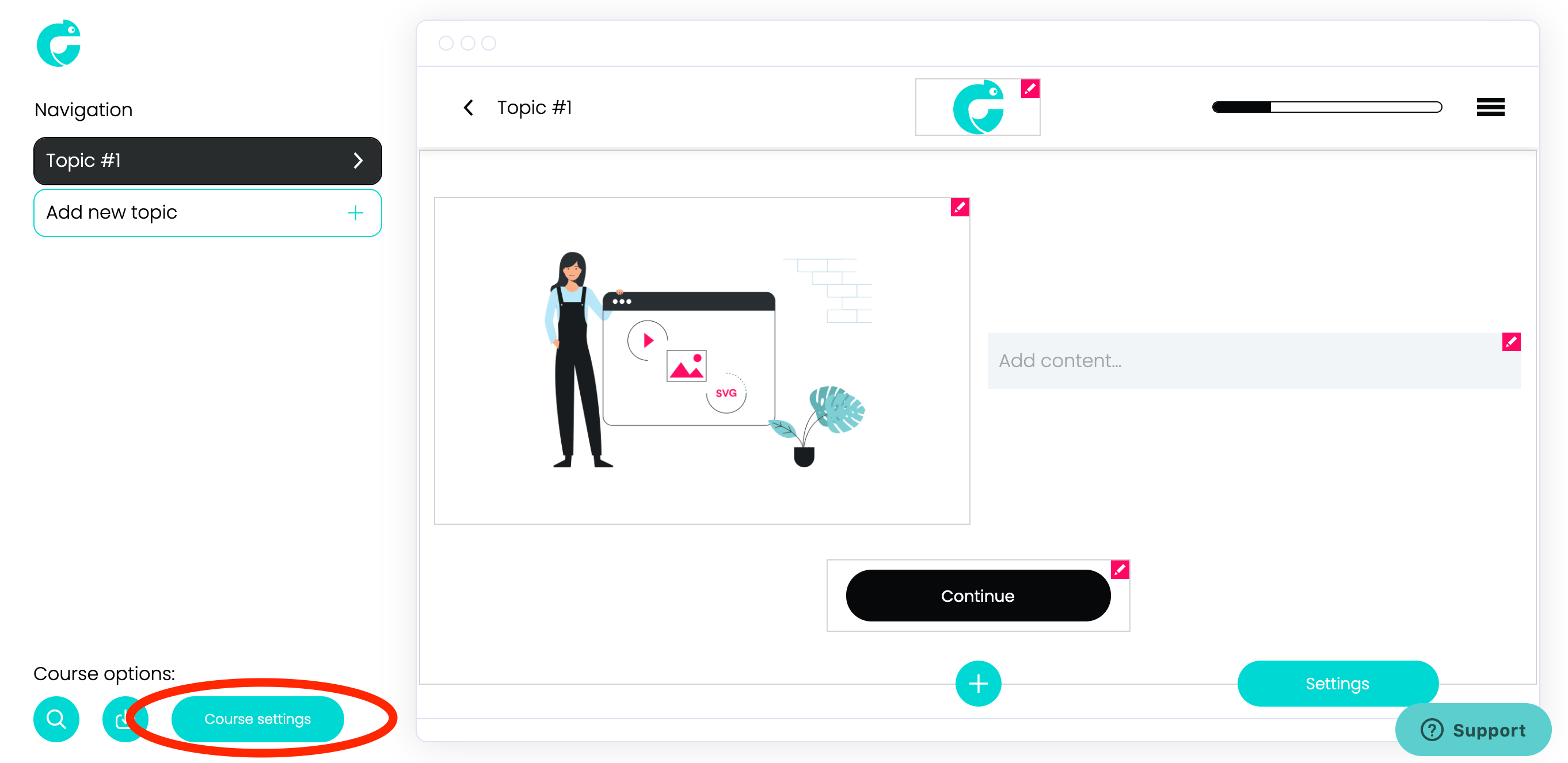 Chameleon Course Setting Button