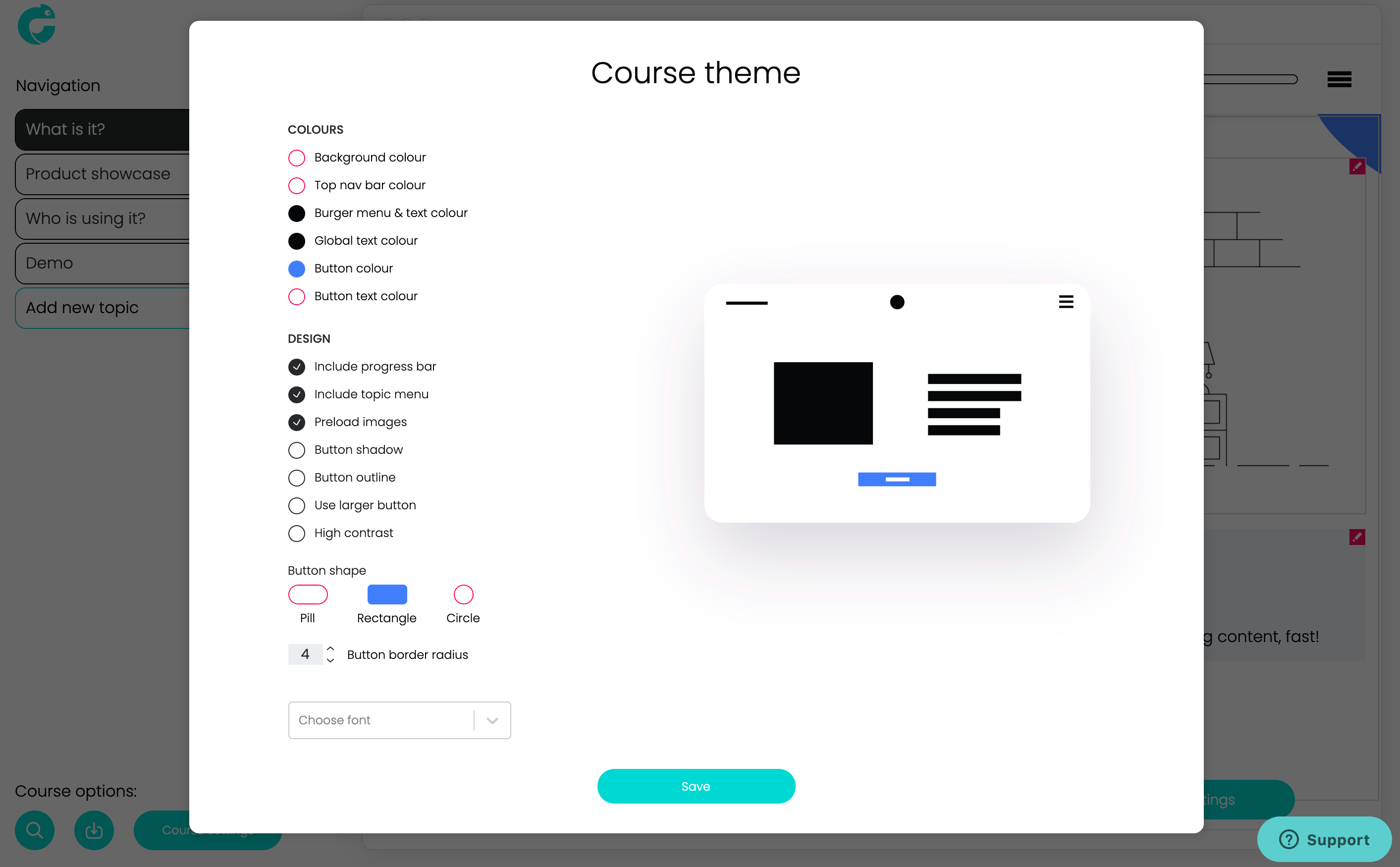Chameleon Course Settings Theme