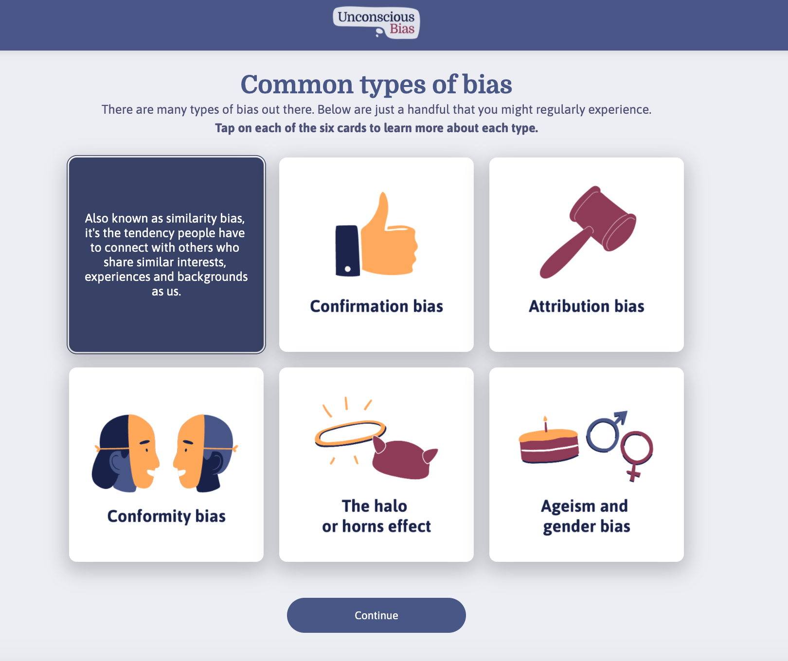 Unconsicous Bias Screenshot flip card example Chameleon